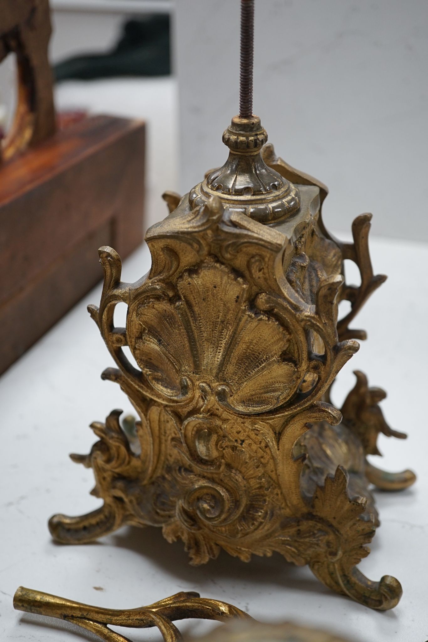 A pair of gilt brass five light candelabra 56cm